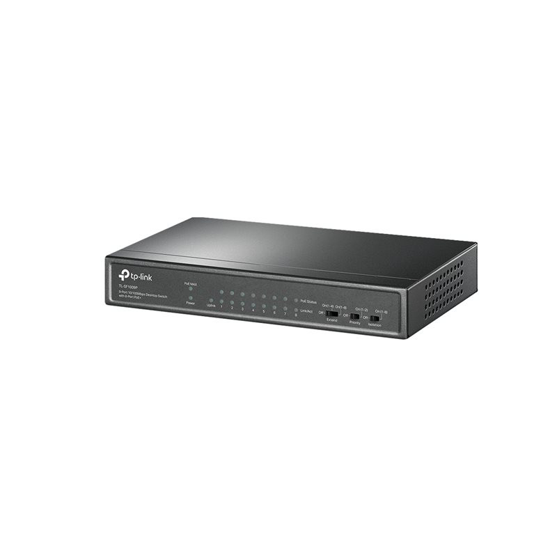TP-Link - Commutateur - non géré - 8 x 10 - 100 (PoE+) + 1 x 10 - 100 - de bureau - PoE+ (65 W) (TL-SF1009P)_1