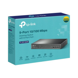 TP-Link - Commutateur - non géré - 8 x 10 - 100 (PoE+) + 1 x 10 - 100 - de bureau - PoE+ (65 W) (TL-SF1009P)_4